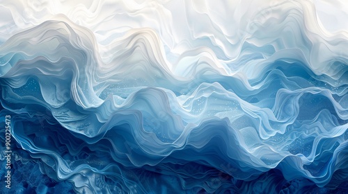 Abstract Blue and White Wave Pattern