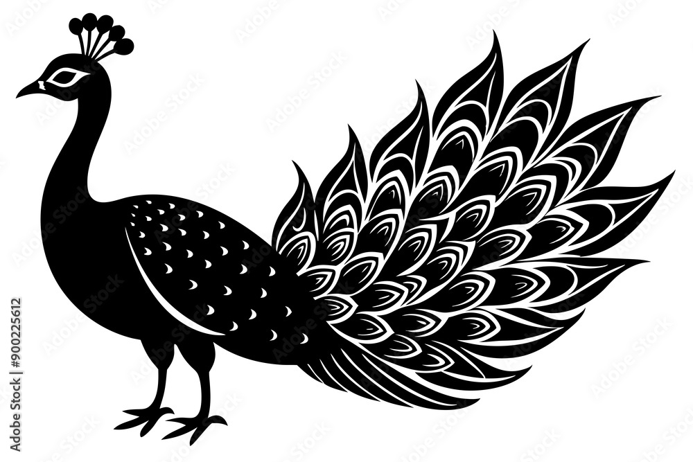 Fototapeta premium Peacock bird vector silhouette, Peacock bird icon vector illustration
