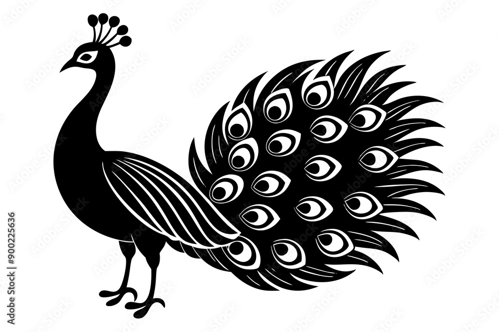 Peacock silhouette isolated on a white background. Vector illustration Peacock silhouette isolated on a white background. Vector illustration
