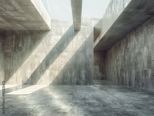 Wallpaper Mural A large, empty room with a lot of concrete walls and a lot of sunlight coming in Torontodigital.ca