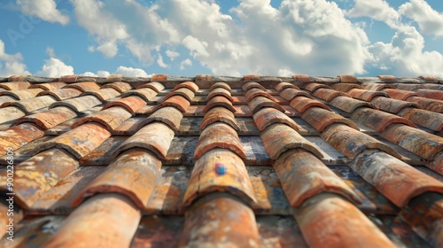 The roof is made of red tiles and has a rustic appearance