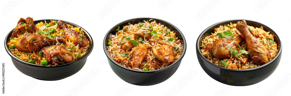 Dum chicken biryani, popular indian non vegetarian food, transparent background Dum chicken biryani, popular indian non vegetarian food, transparent background