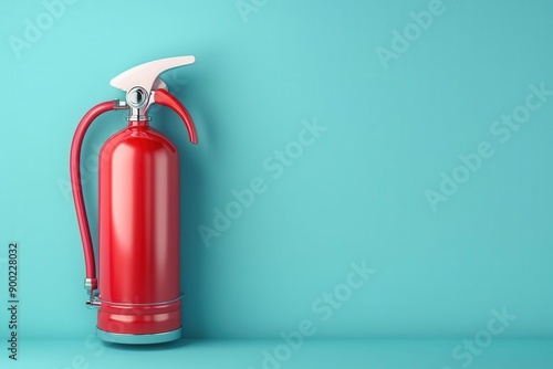 Wallpaper Mural Red fire extinguisher against a teal background, symbolizing fire safety and emergency preparedness in home or office environments. Torontodigital.ca