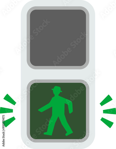 進めが点灯したLEDレンズ式の歩行者信号のイラスト