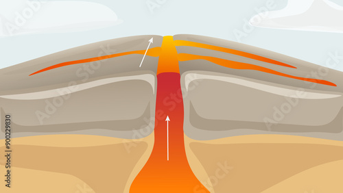 Bilde på lerret Illustration of fissure volcano