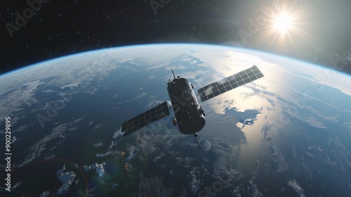 Wallpaper Mural A satellite is flying over the Earth Torontodigital.ca