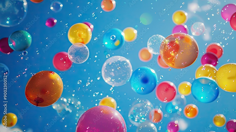 Fototapeta premium Balloons, celebration, colors, sky. Generative AI