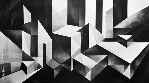 Black, white, shapes, illusion, movement. Generative AI
