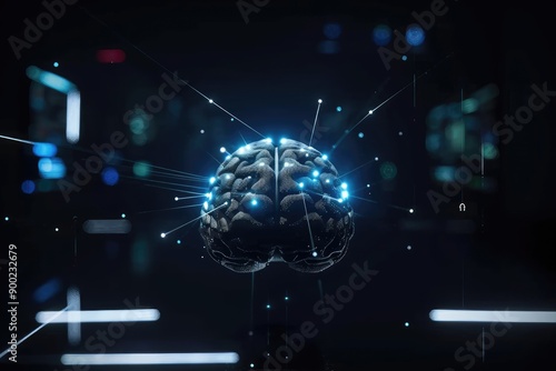 Illuminated Brain with Network Connections