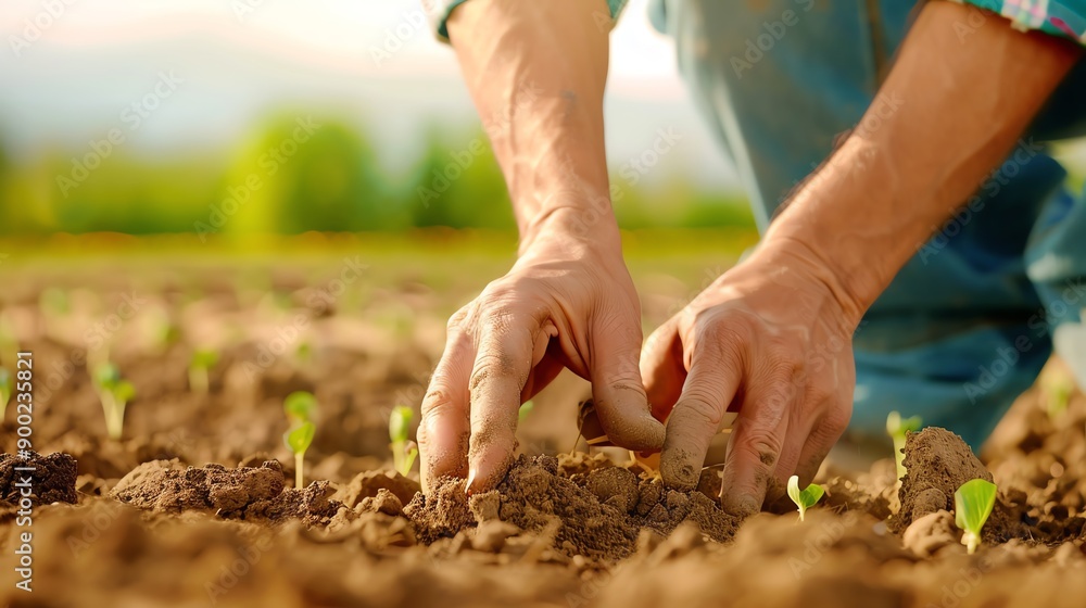 A person planting seeds in fertile soil, symbolizing growth and sustainability in agriculture. Perfect for nature and farming themes. A person planting seeds in fertile soil, symbolizing growth and sustainability in agriculture. Perfect for nature and farming themes.