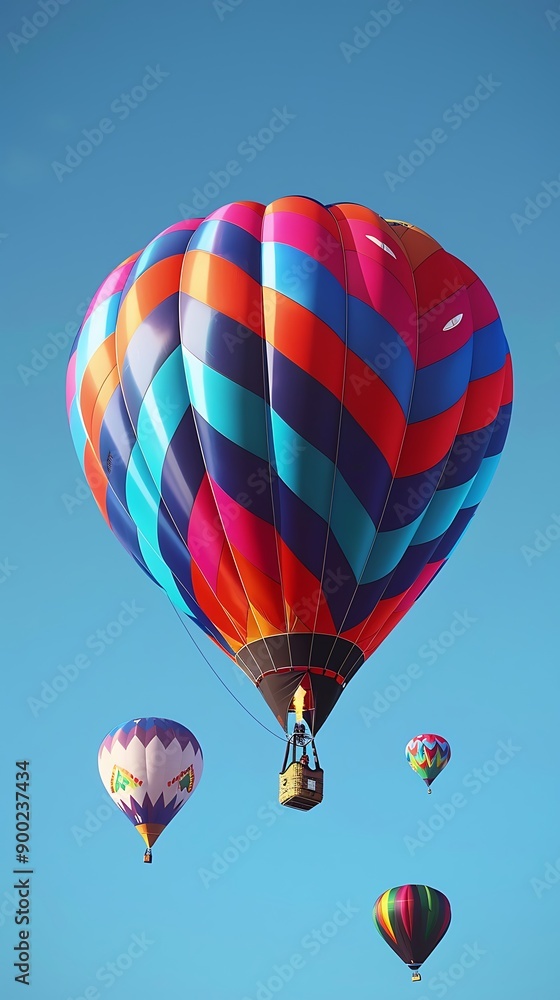 Obraz premium A colorful hot air balloon festival against a clear blue sky, capturing the joy and adventure of friendships.
