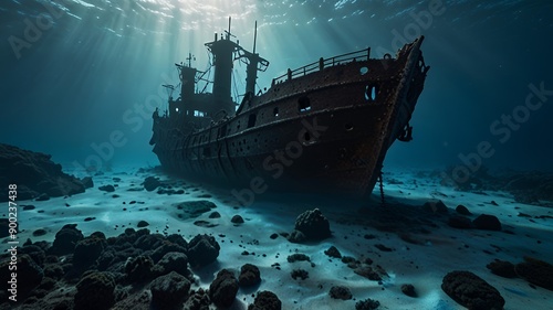 Shipwreck under water