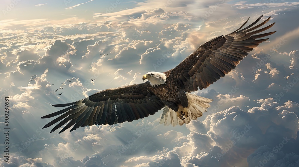 Fototapeta premium Eagle gliding space. Generative AI