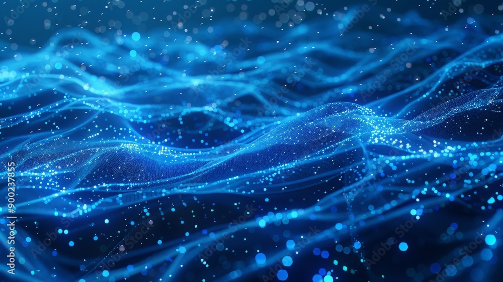 A blue wave with a lot of sparkles in it