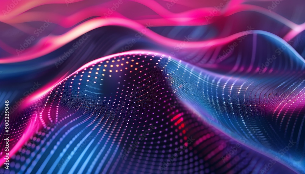 A wave of blue and pink colors with dots and swirls A wave of blue and pink colors with dots and swirls