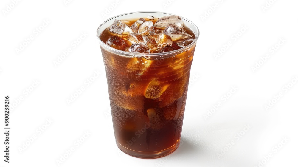 Glass cup ice coffee. Generative AI Glass cup ice coffee. Generative AI