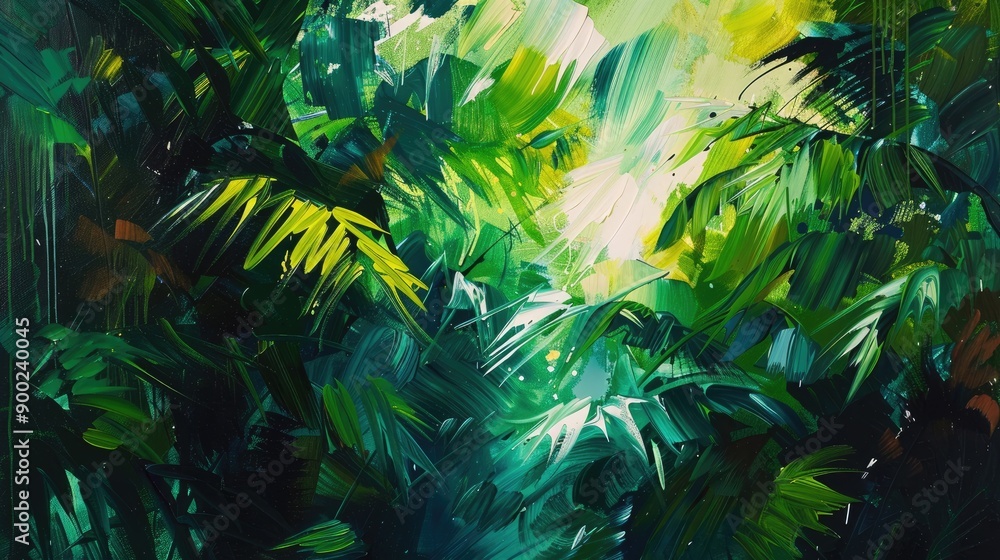 Fototapeta premium Green abstract nature foliage. Generative AI