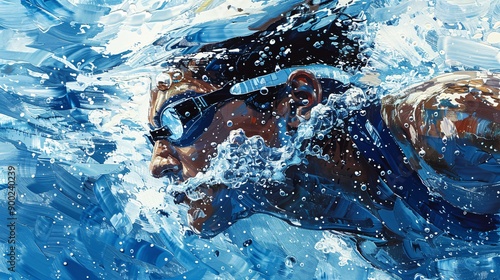 Swimmer's Exhale in Blue