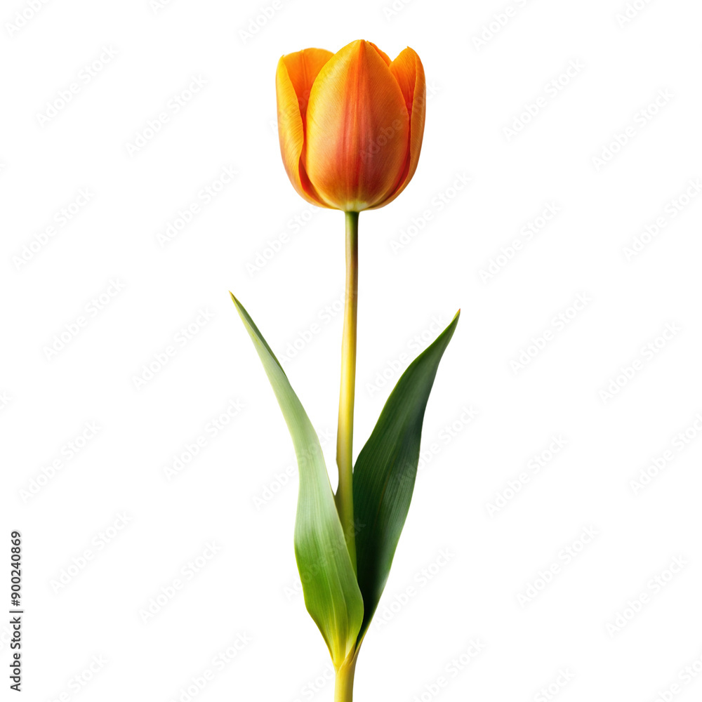 single tulip long stem isolated on white background single tulip long stem isolated on white background
