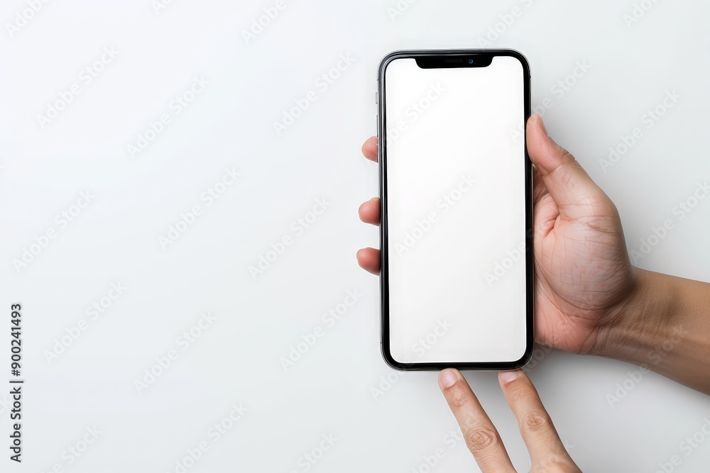 A person is holding a white phone with a black case A person is holding a white phone with a black case