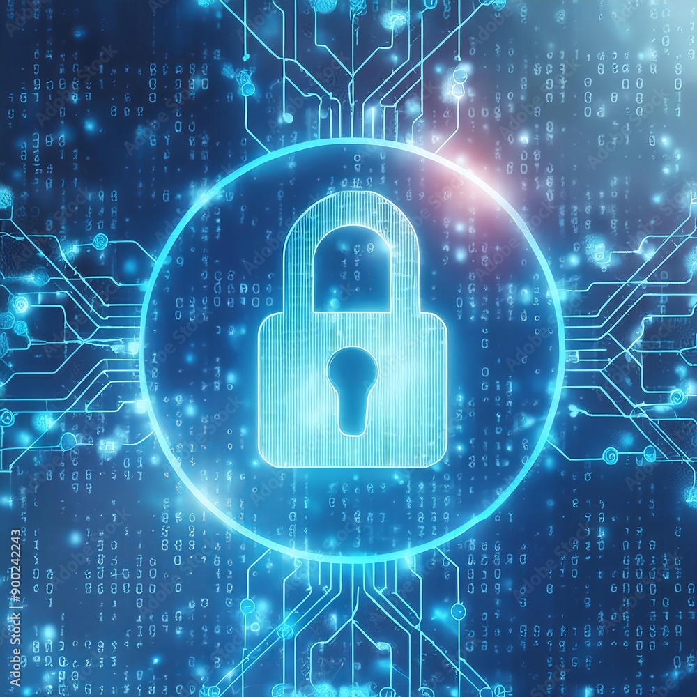 Locked Screen - Padlock Icon on Blue Technical Screen - High Security of Device - Protection of Personal Data - Encryption of Password - Crypto Currency - Defense against Hackers and Hacking Locked Screen - Padlock Icon on Blue Technical Screen - High Security of Device - Protection of Personal Data - Encryption of Password - Crypto Currency - Defense against Hackers and Hacking