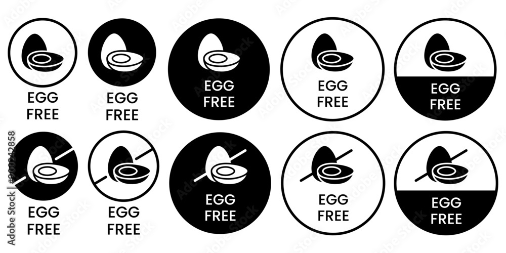 Egg free black icons. Set allergen free icons. Allergen free products. Products warning symbols. Egg free black icons. Set allergen free icons. Allergen free products. Products warning symbols.