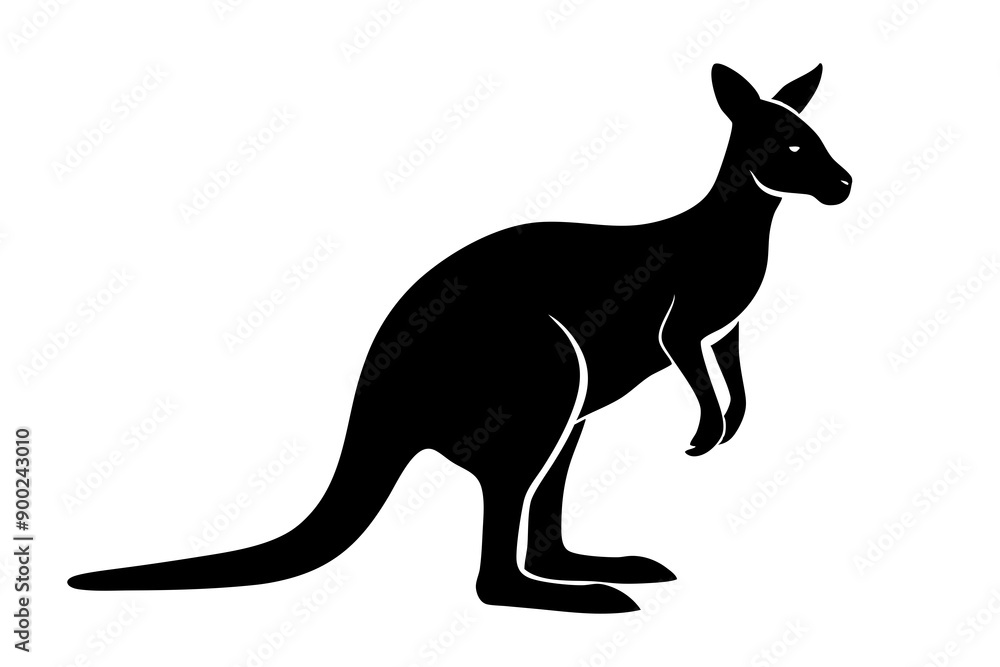 Fototapeta premium kangaroo silhouette, kangaroo icon vector illustration, kangaroo logo
