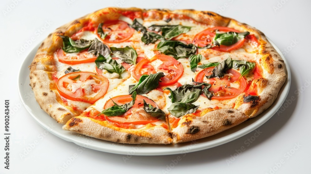 Margherita pizza white background. Generative AI Margherita pizza white background. Generative AI
