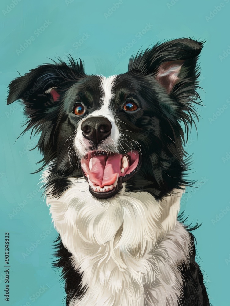 A black and white dog with a big smile on its face A black and white dog with a big smile on its face