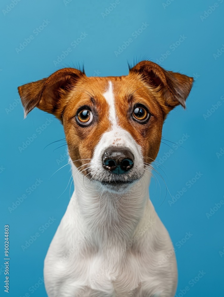 A brown and white dog with brown eyes is looking at the camera A brown and white dog with brown eyes is looking at the camera