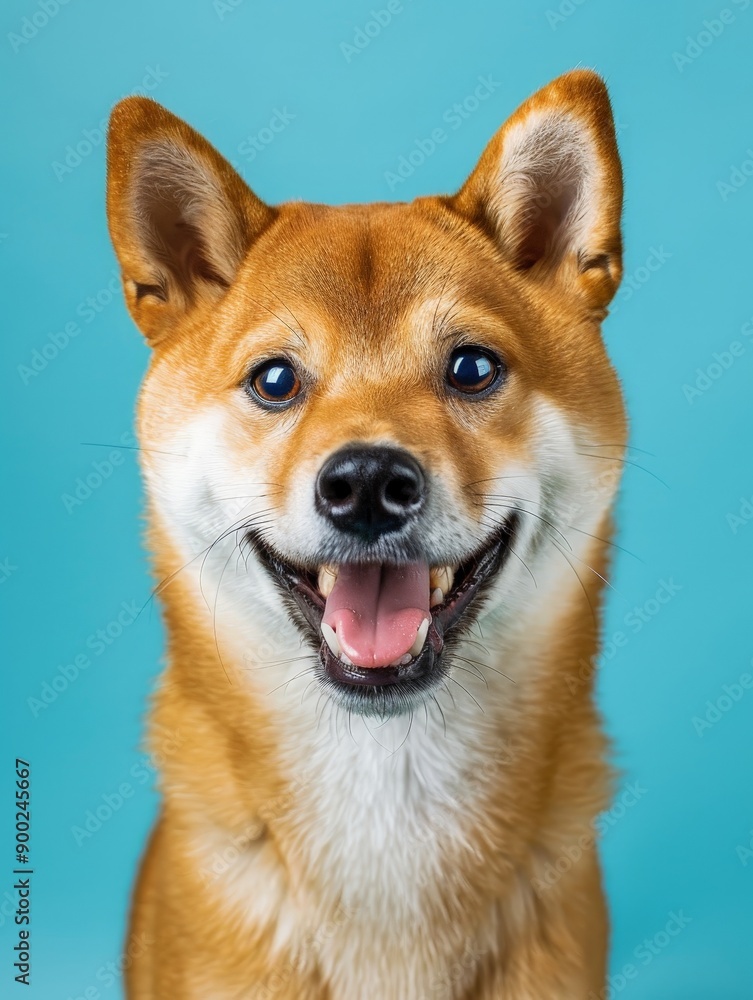 A brown dog with a white face is smiling and looking at the camera A brown dog with a white face is smiling and looking at the camera