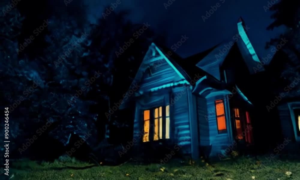 Scene for a horror movie, an abandoned house on Halloween night Scene for a horror movie, an abandoned house on Halloween night