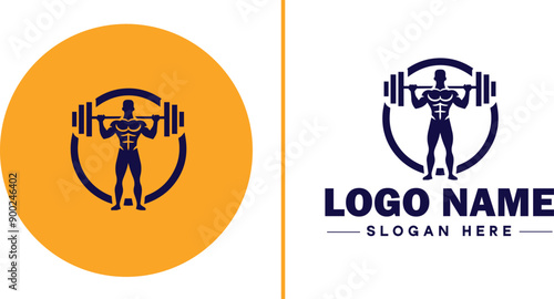 CrossFit Gym icon Functional fitness center HIIT gym Cross-training facility flat logo sign symbol editable vector