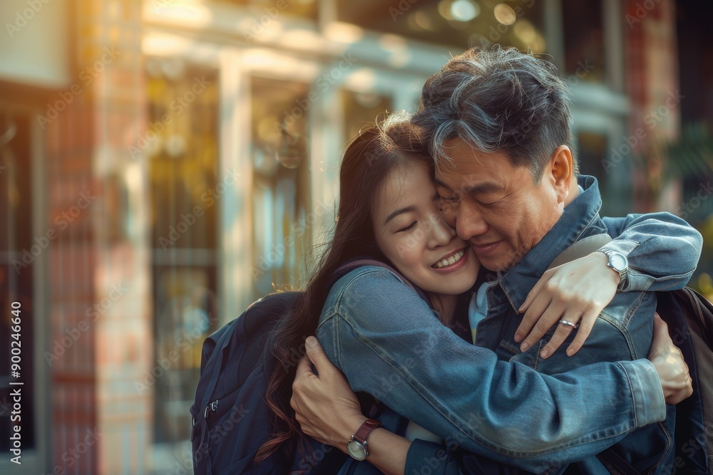 Loving Farewell: Student Embracing Parents at College Dormitory | Realistic Heartfelt Goodbye Scene Loving Farewell: Student Embracing Parents at College Dormitory | Realistic Heartfelt Goodbye Scene