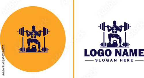 CrossFit Gym icon Functional fitness center HIIT gym Cross-training facility flat logo sign symbol editable vector
