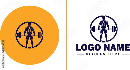 CrossFit Gym icon Functional fitness center HIIT gym Cross-training facility flat logo sign symbol editable vector