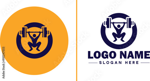 CrossFit Gym icon Functional fitness center HIIT gym Cross-training facility flat logo sign symbol editable vector