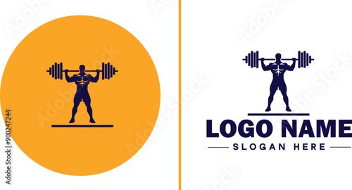 CrossFit Gym icon Functional fitness center HIIT gym Cross-training facility flat logo sign symbol editable vector