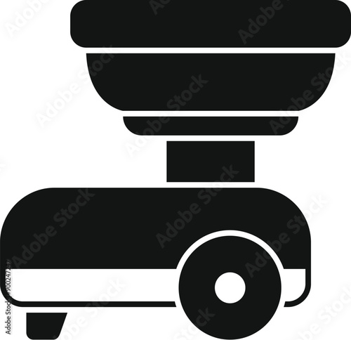 Modern electric pet feeder dispensing food into a stainless steel bowl