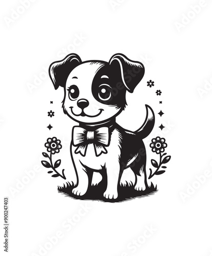 Cute cartoon puppy vector art,graphics Cute cartoon puppys icons set,vintage illustration Cute cartoon puppy clipart,vector Cute cartoon puppys flat style artwork design photo