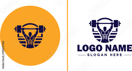 CrossFit Gym icon Functional fitness center HIIT gym Cross-training facility flat logo sign symbol editable vector
