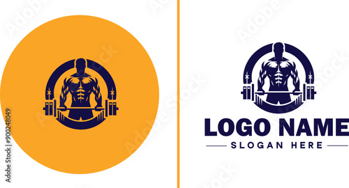CrossFit Gym icon Functional fitness center HIIT gym Cross-training facility flat logo sign symbol editable vector