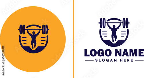 CrossFit Gym icon Functional fitness center HIIT gym Cross-training facility flat logo sign symbol editable vector