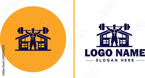CrossFit Gym icon Functional fitness center HIIT gym Cross-training facility flat logo sign symbol editable vector