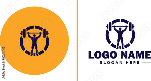 CrossFit Gym icon Functional fitness center HIIT gym Cross-training facility flat logo sign symbol editable vector