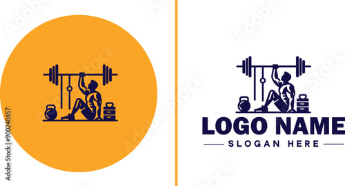 CrossFit Gym icon Functional fitness center HIIT gym Cross-training facility flat logo sign symbol editable vector