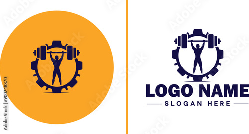 CrossFit Gym icon Functional fitness center HIIT gym Cross-training facility flat logo sign symbol editable vector