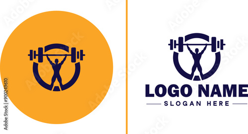 CrossFit Gym icon Functional fitness center HIIT gym Cross-training facility flat logo sign symbol editable vector