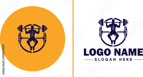 CrossFit Gym icon Functional fitness center HIIT gym Cross-training facility flat logo sign symbol editable vector