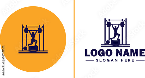 CrossFit Gym icon Functional fitness center HIIT gym Cross-training facility flat logo sign symbol editable vector